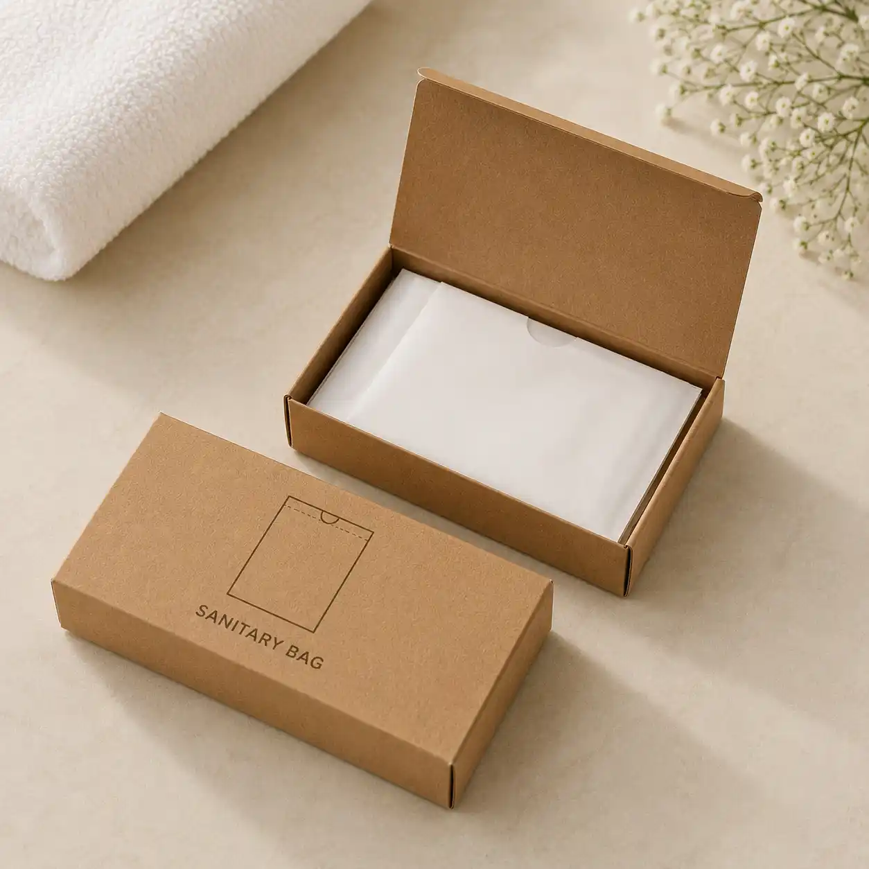 Sanitary Bag in Brown Box