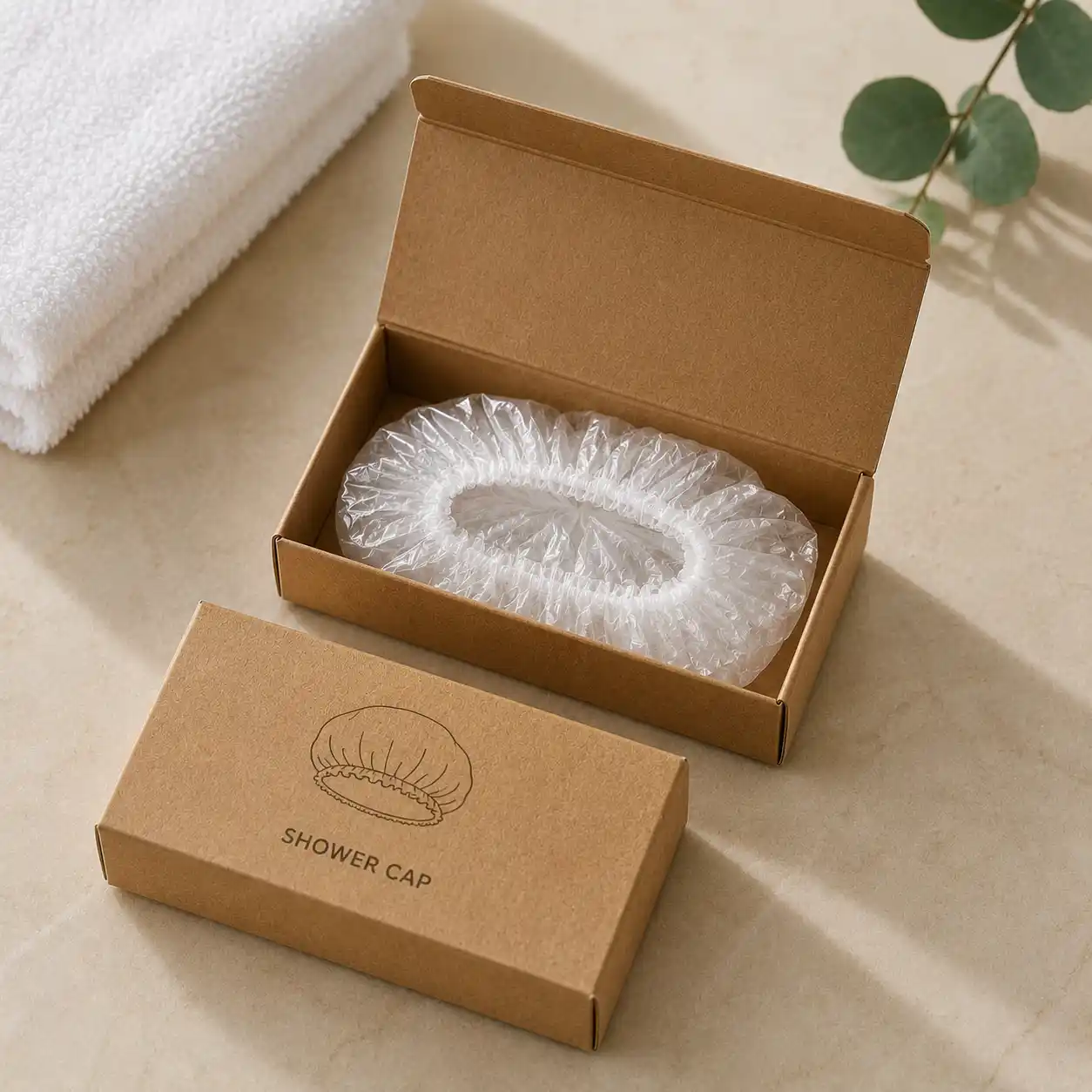 Shower Cap in Brown Box