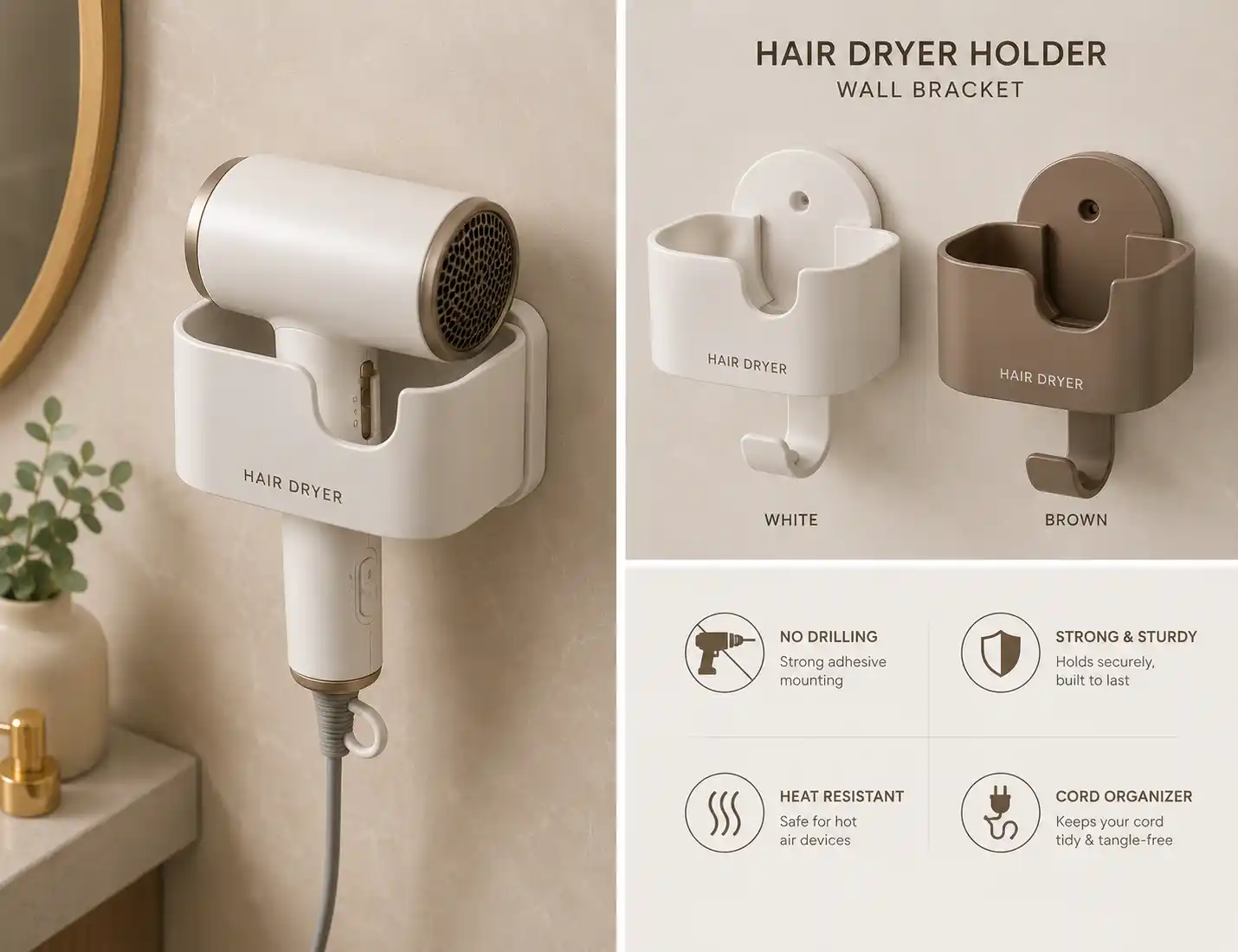 Hotel Hair Dryer Wall Mount Holder